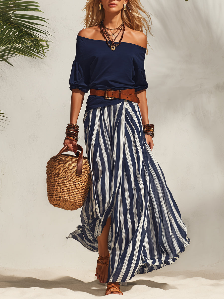 Vacation Chiffon Skirt Set for Women – Slit | Lunemuse