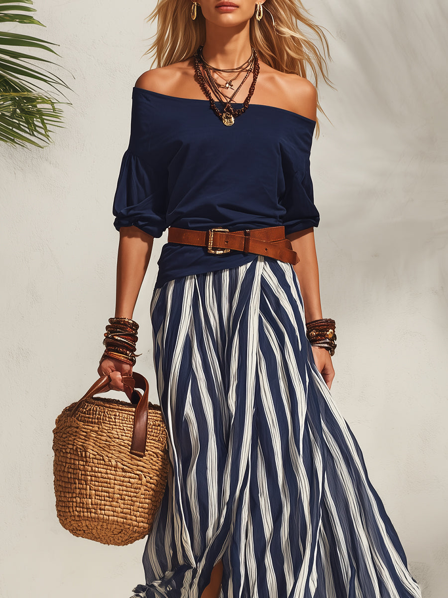 Vacation Chiffon Skirt Set for Women – Slit | Lunemuse