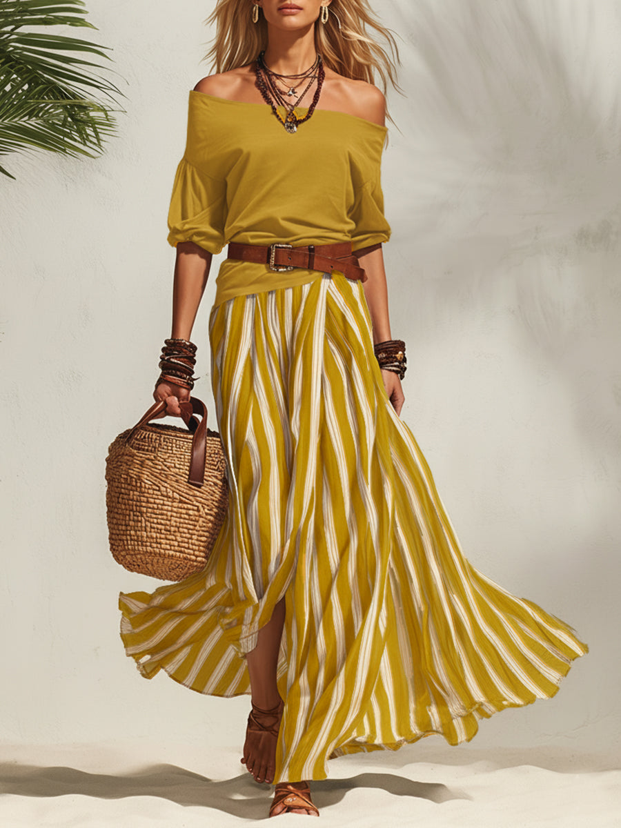 Vacation Chiffon Skirt Set for Women – Slit | Lunemuse