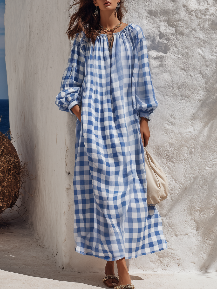 Relaxed And Casual Plaid Maxi Dress
