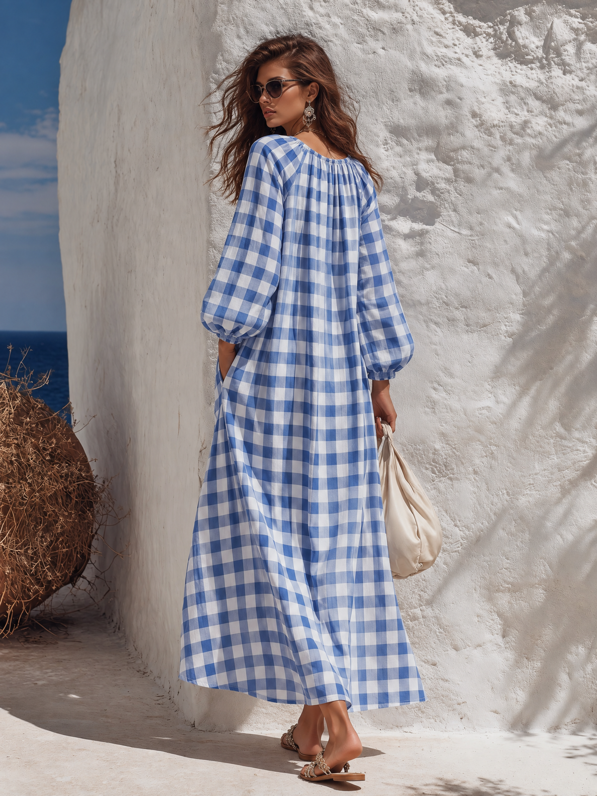 Relaxed And Casual Plaid Maxi Dress