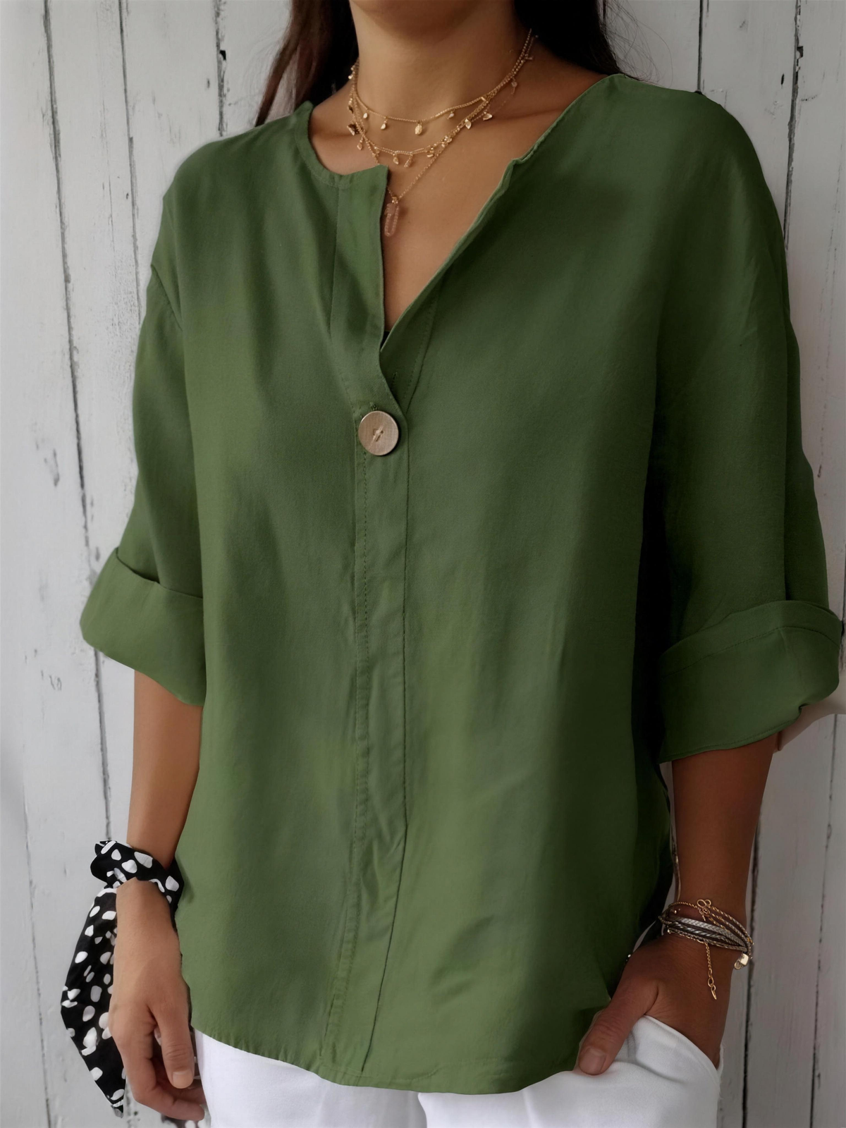 Zamma Relaxed V-Neck Top - 4K - 6