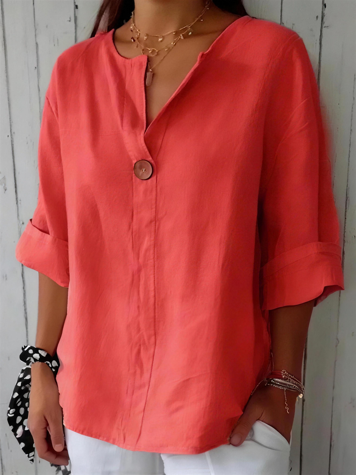 Zamma Relaxed V-Neck Top - 4K - 4